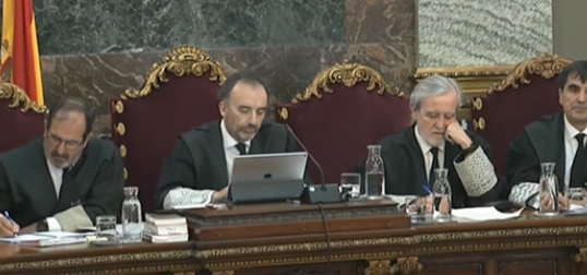 Supreme Court judges during the Catalan trial on March 21, 2019
